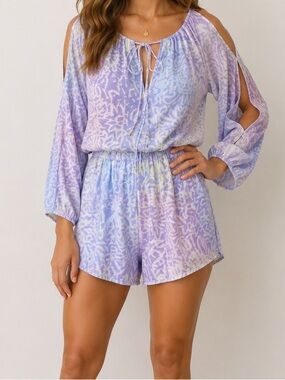 Blue Life Cold Shoulder Shorts Romper